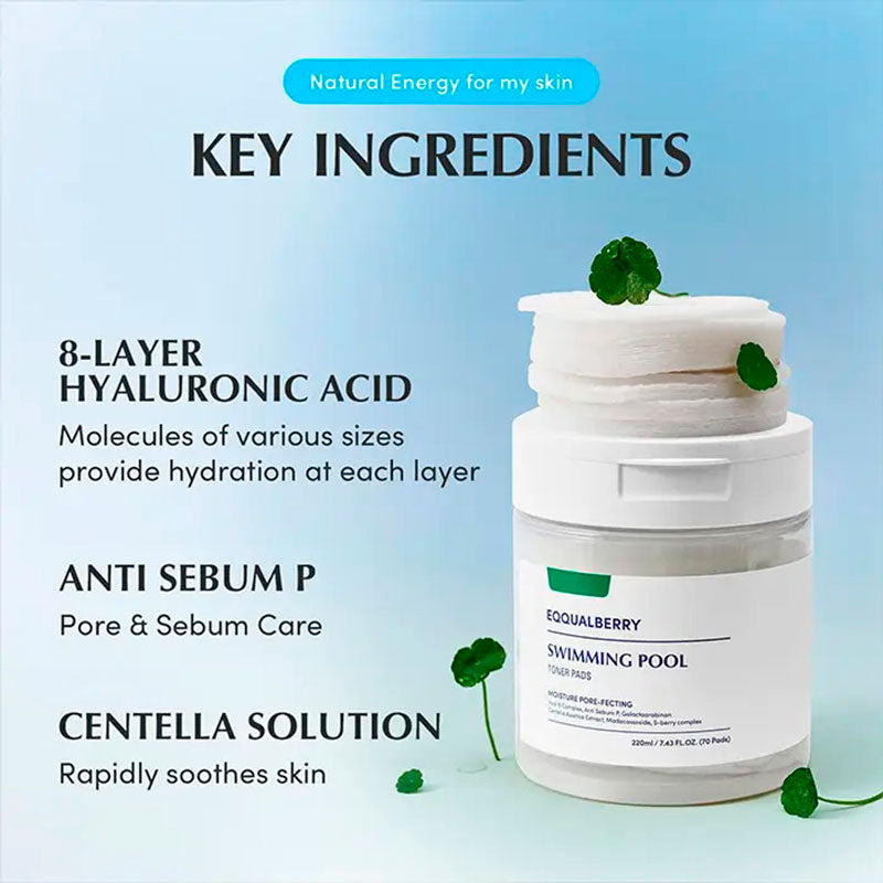 Eqqualberry Swimming Pool Toner Pads 220ml / 70 sheets