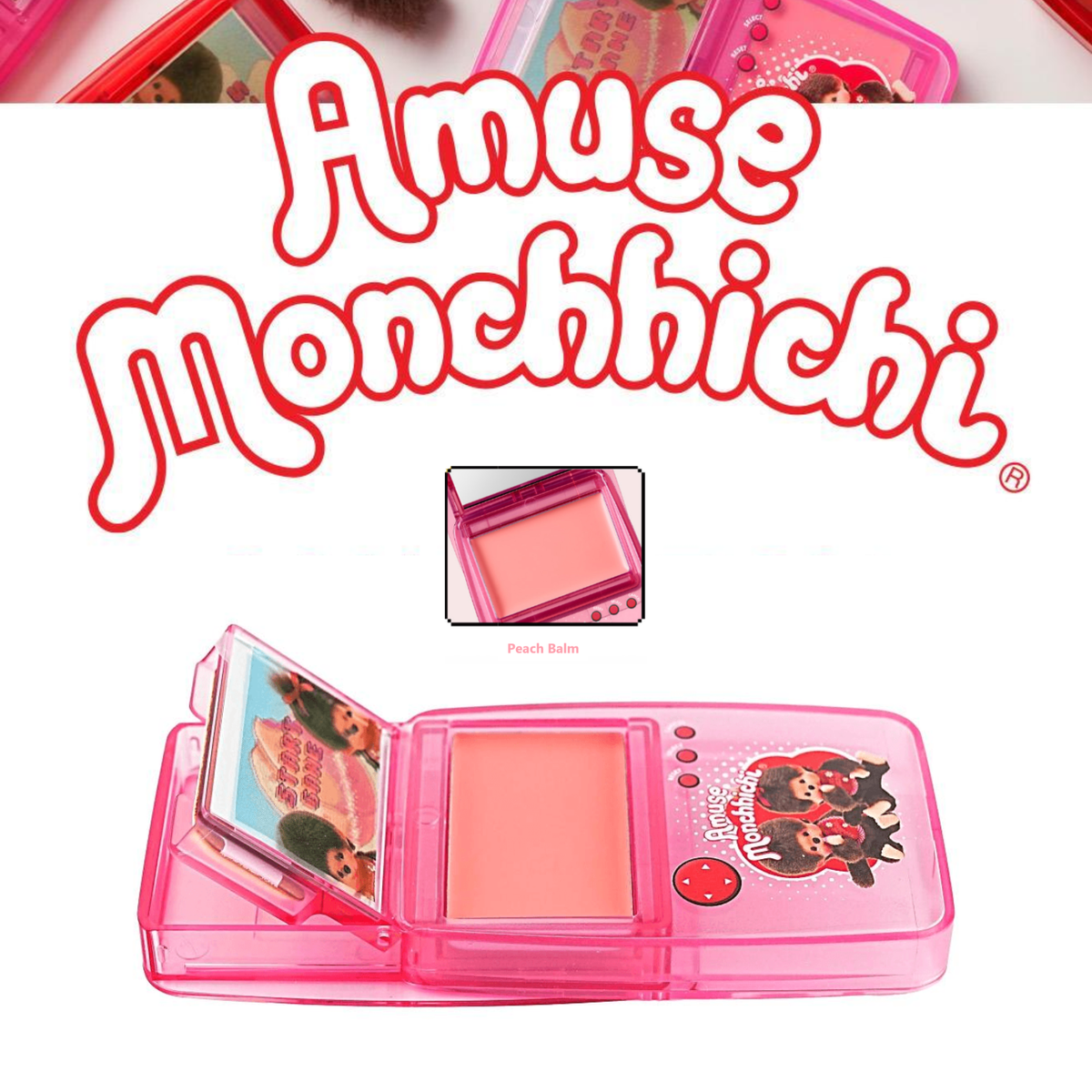 AMUSE Monchhichi Lip & Cheek Balm Duo - Peach & Fig Edition