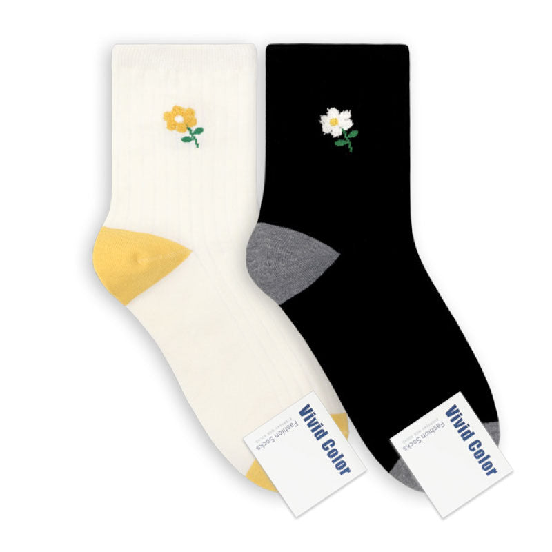 Warm Flower Quarter Socks Vivid Socks