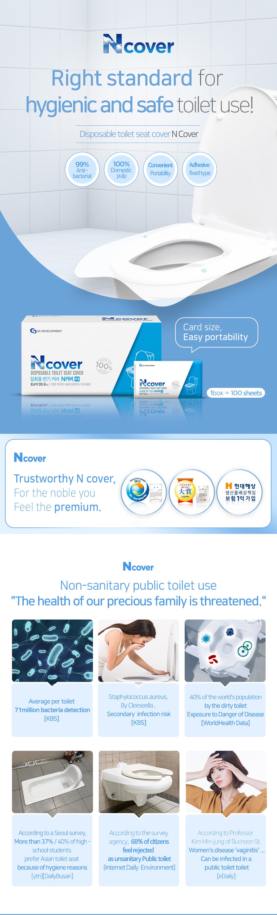 Ncover Disposable Toilet Seat Cover 20pcs (box) Ncover