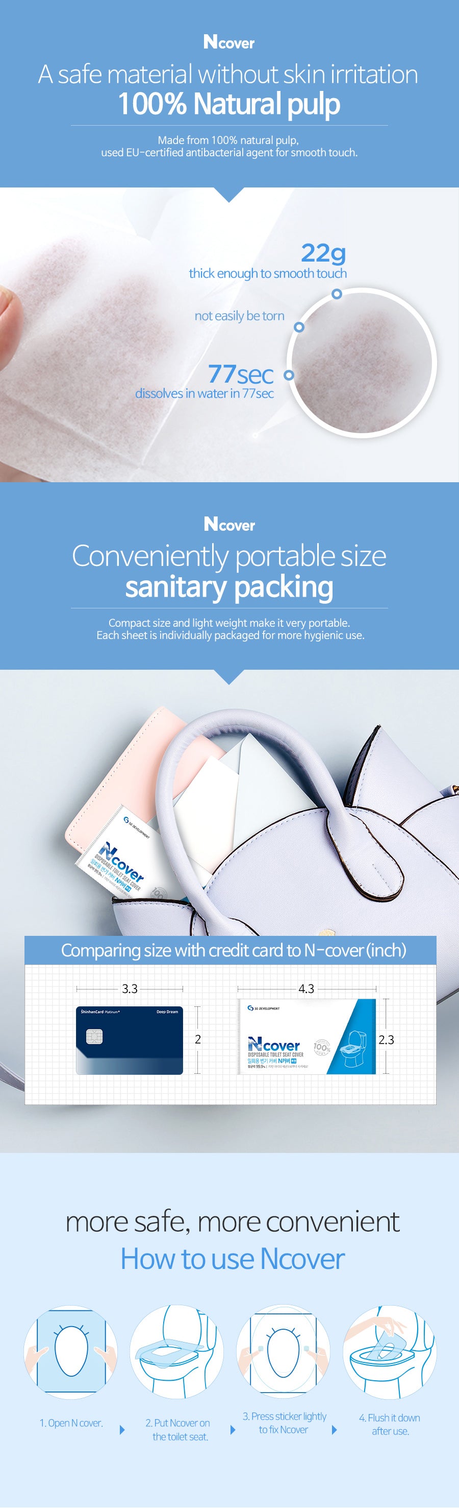 Ncover Disposable Toilet Seat Cover 20pcs (box) Ncover