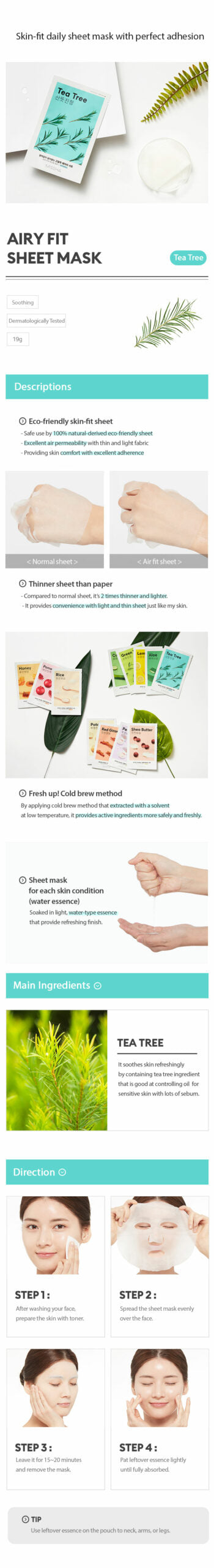 MISSHA Airy Fit Sheet Mask Tea Tree MISSHA