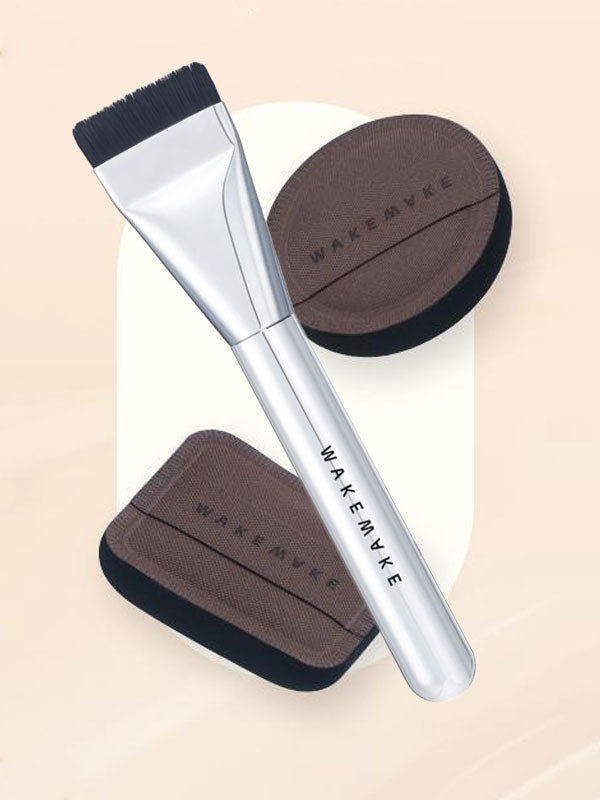 WAKEMAKE Spatula Wide Foundation Brush Puff Duo Set