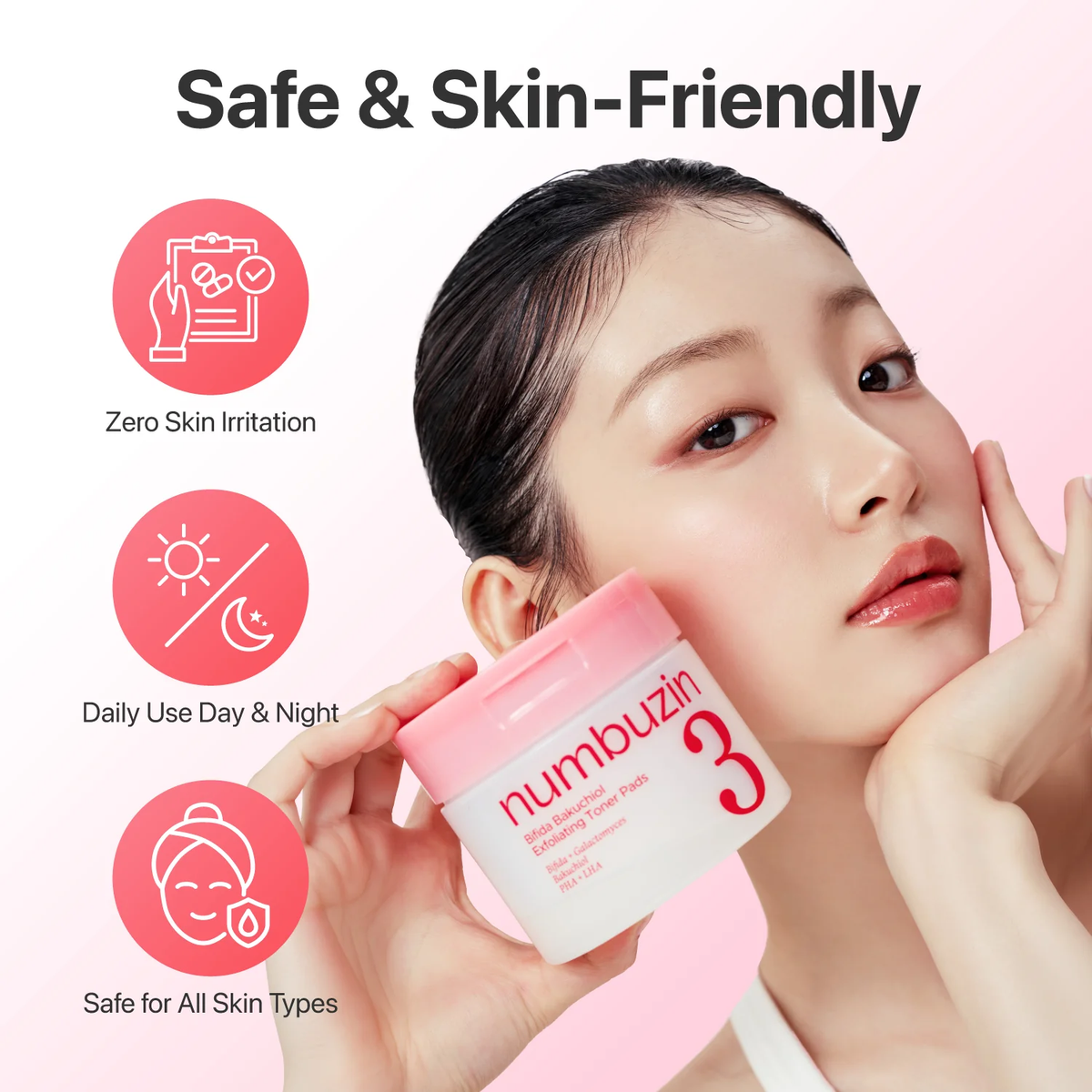 Numbuzin No.3 Bifida Bakuchiol Exfoliating Toner Pads 190ml / 70 pads - PinknBlossom