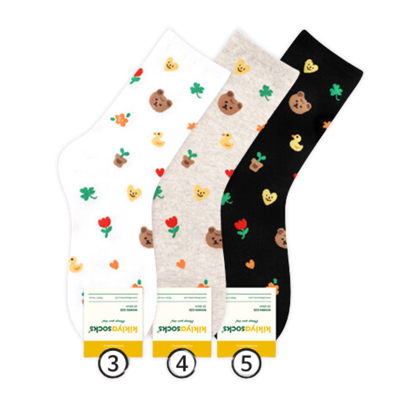 Baby Bear Pattern Quarter Socks Kikiya Socks
