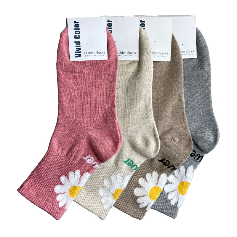 Blooming Flower Quarter Socks pinknblossom