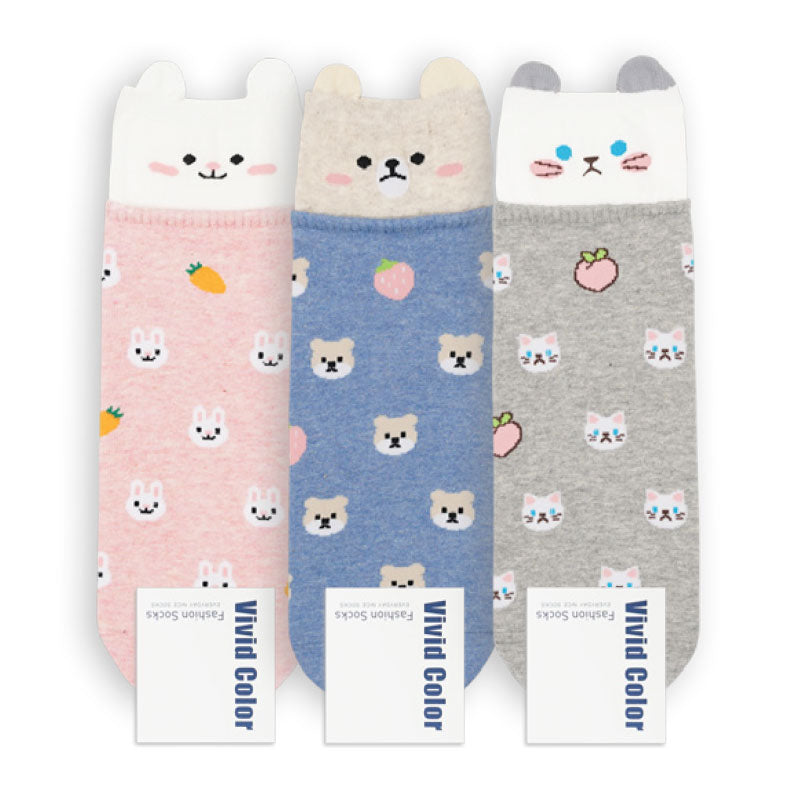 Happy Animal Quarter Socks Vivid Socks