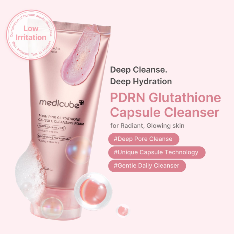 pink glutathione Medicube PDRN Capsule Cleansing Foam 120g Piel seca