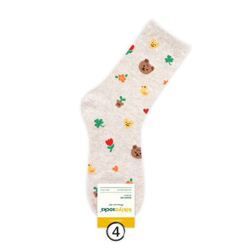 Baby Bear Pattern Quarter Socks