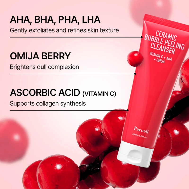 Parnell AHA Omija Ceramic Bubble Peeling Cleanser 180ml