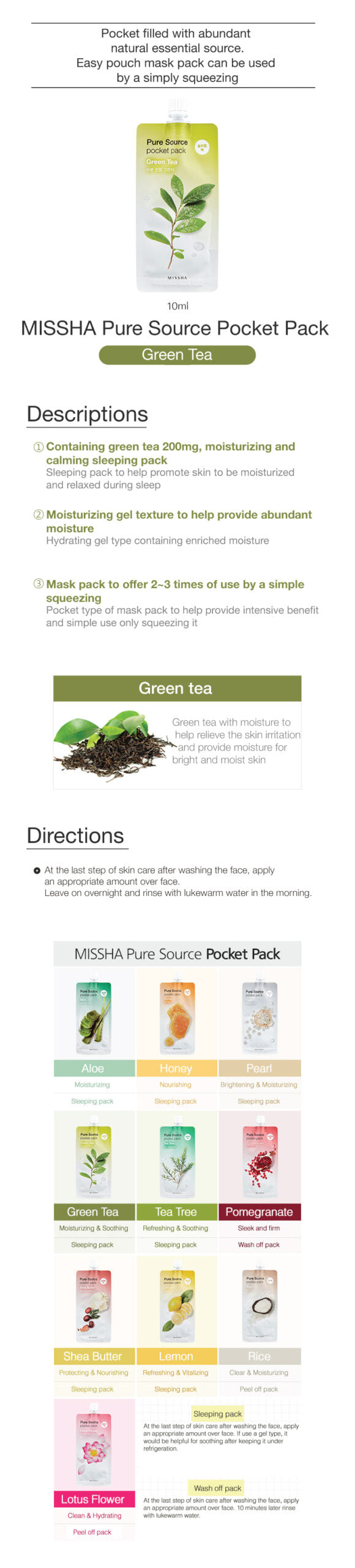 MISSHA Pure Source Pocket Pack Green Tea 10ml MISSHA