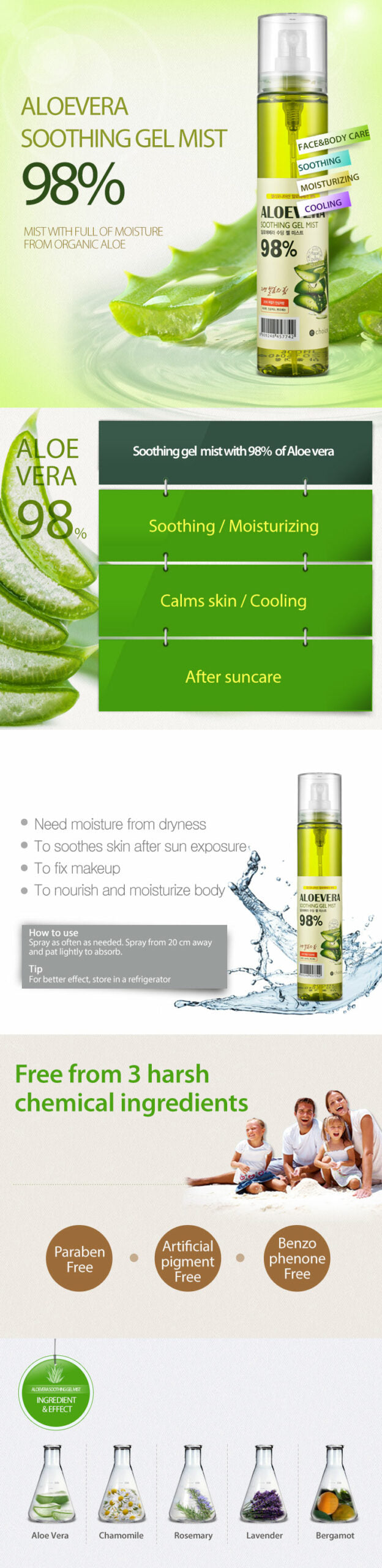 From Nature Aloevera 98% Soothing Gel Mist 120ml From Nature